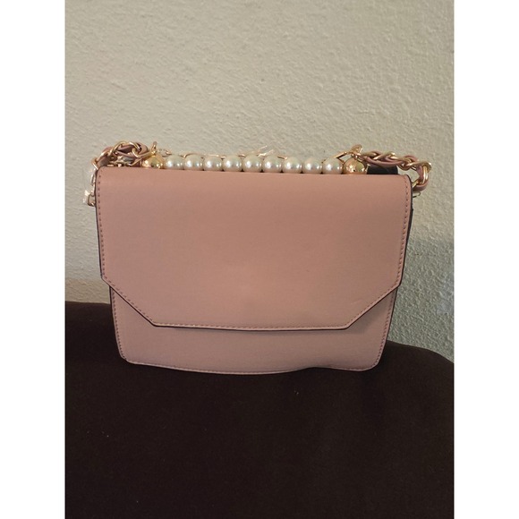 Badgley Mischka Handbags - Badgley Mischka Vegan Leather Pearl Crossbody‎ Bag Black Blush Pink BM Handbag